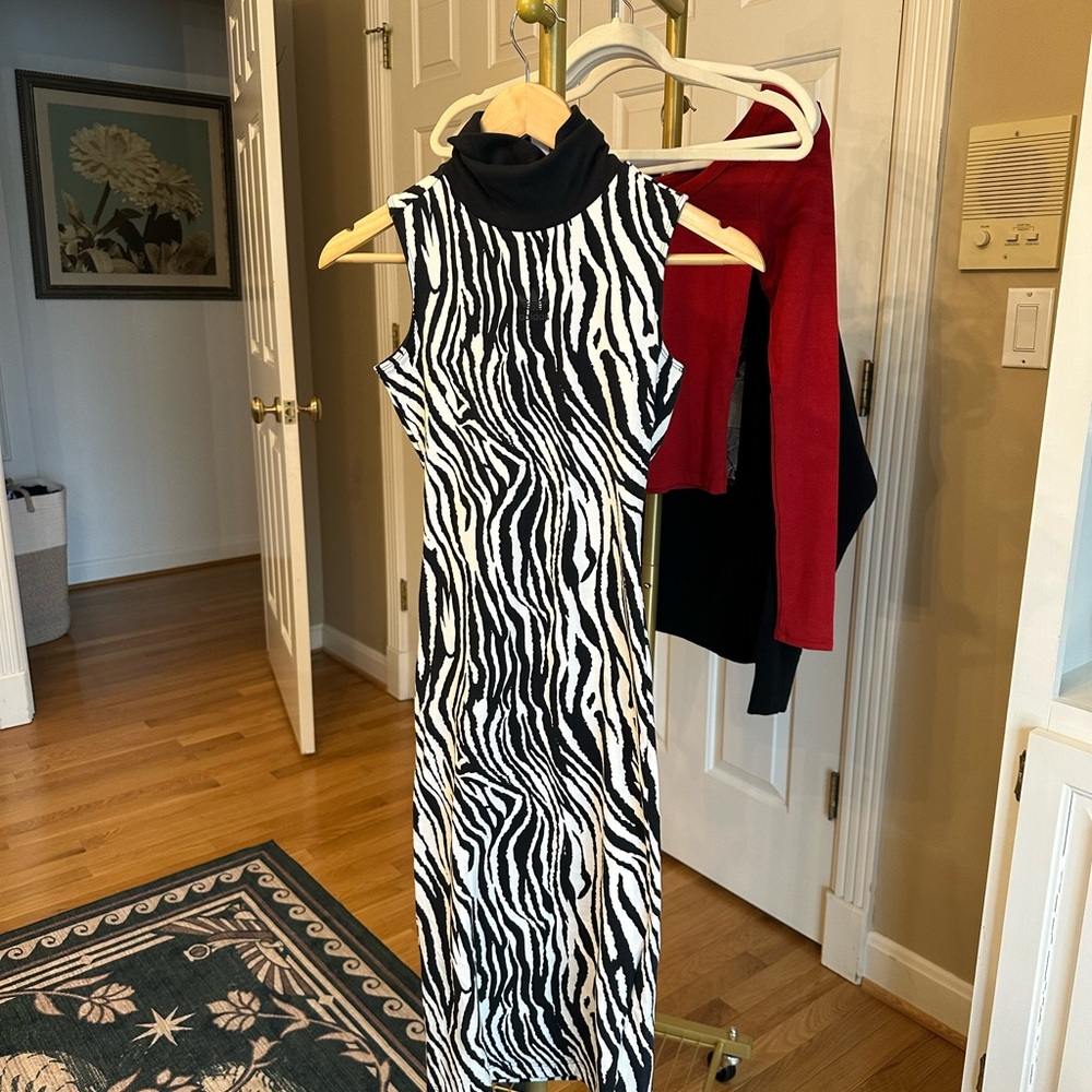 Adidas Originals All Over Zebra Print Sleveless Midi Dress NWT - Picture 7 of 12